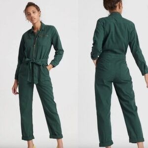 Lucky Brand Green Tie Front Utility Jumpsuit 100% Cotton